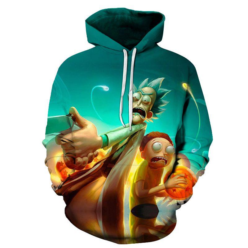 3d And Rick Print Womenmen Pullover Hoodie Sweatshirt Tops Jumper