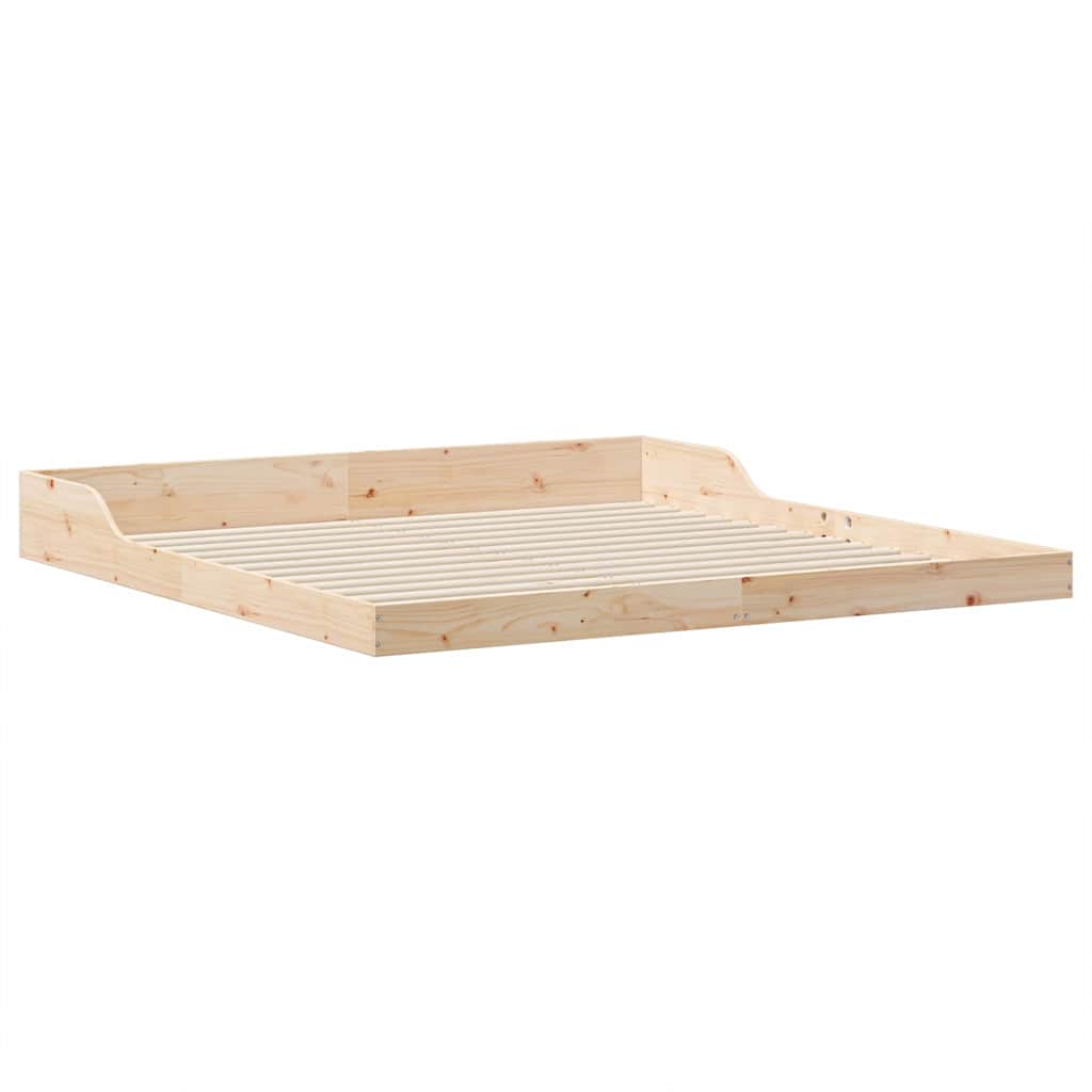 Brown Bed Frame 180 x 210 cm Solid Pine Wood