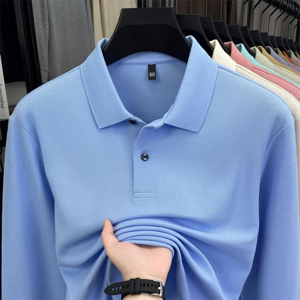STORN 100% Pure Cotton High-quality Men's Long Sleeve Polo Shirt Autumn Fashion Simple Original Design Luxurious Golf T-shirt