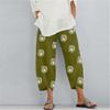 Women's Printed Elastic Waist Capri Pants Cropped Trousers
