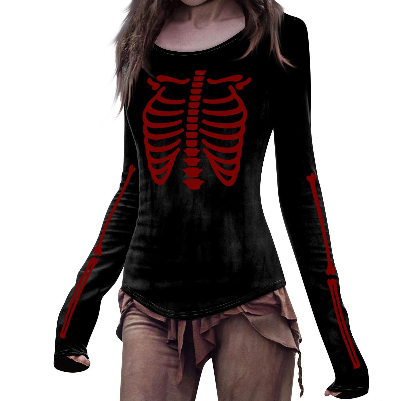 

Страшная футболка на Хэллоуин, футболки со скелетом на Хэллоуин с 3D-принтом, женские футболки с длинным рукавом, уличная одежда, женские туники, футболки, топы, одежда XL