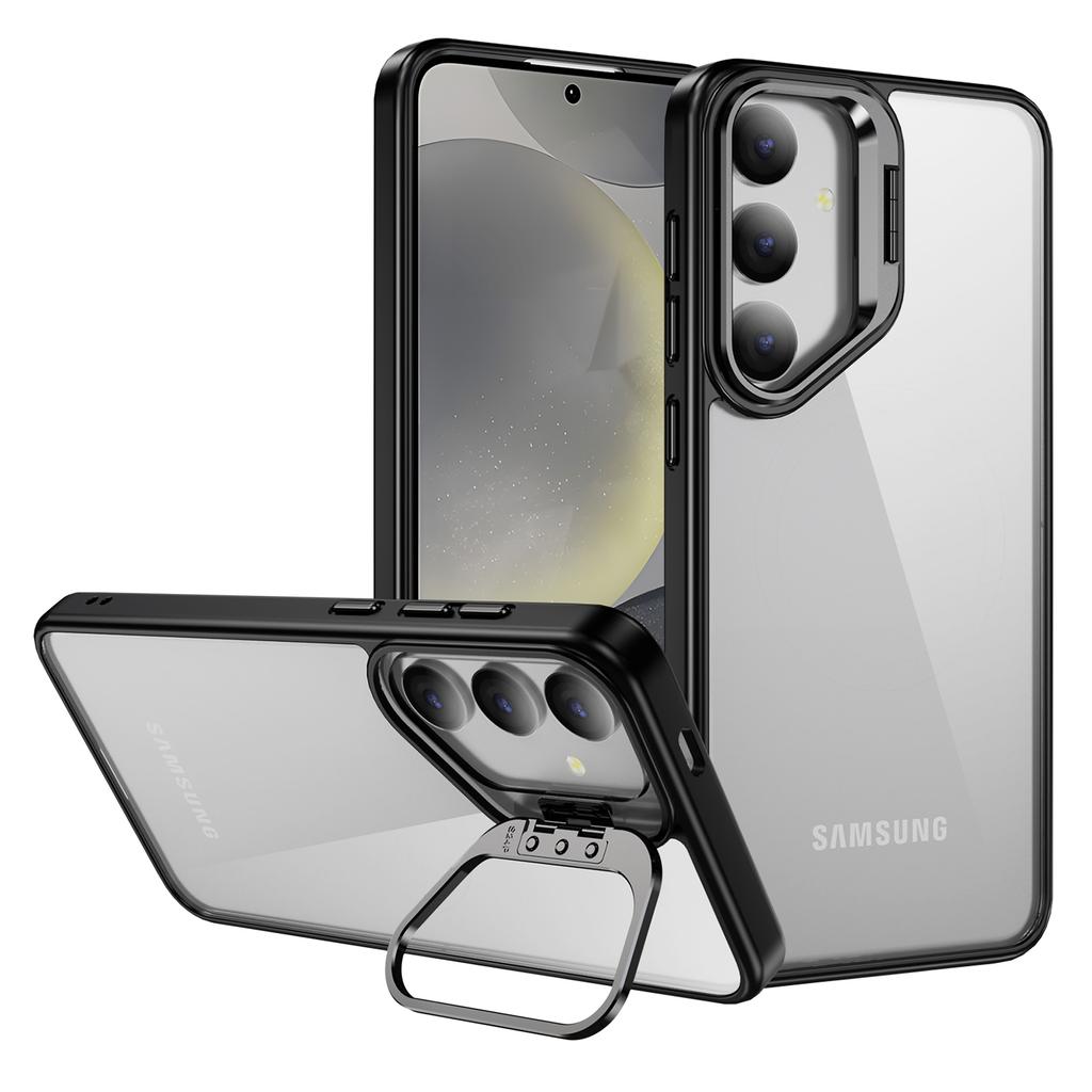 For Samsung Galaxy S25+ Case Lens Frame Kickstand TPU+Acrylic Protective Phone Cover