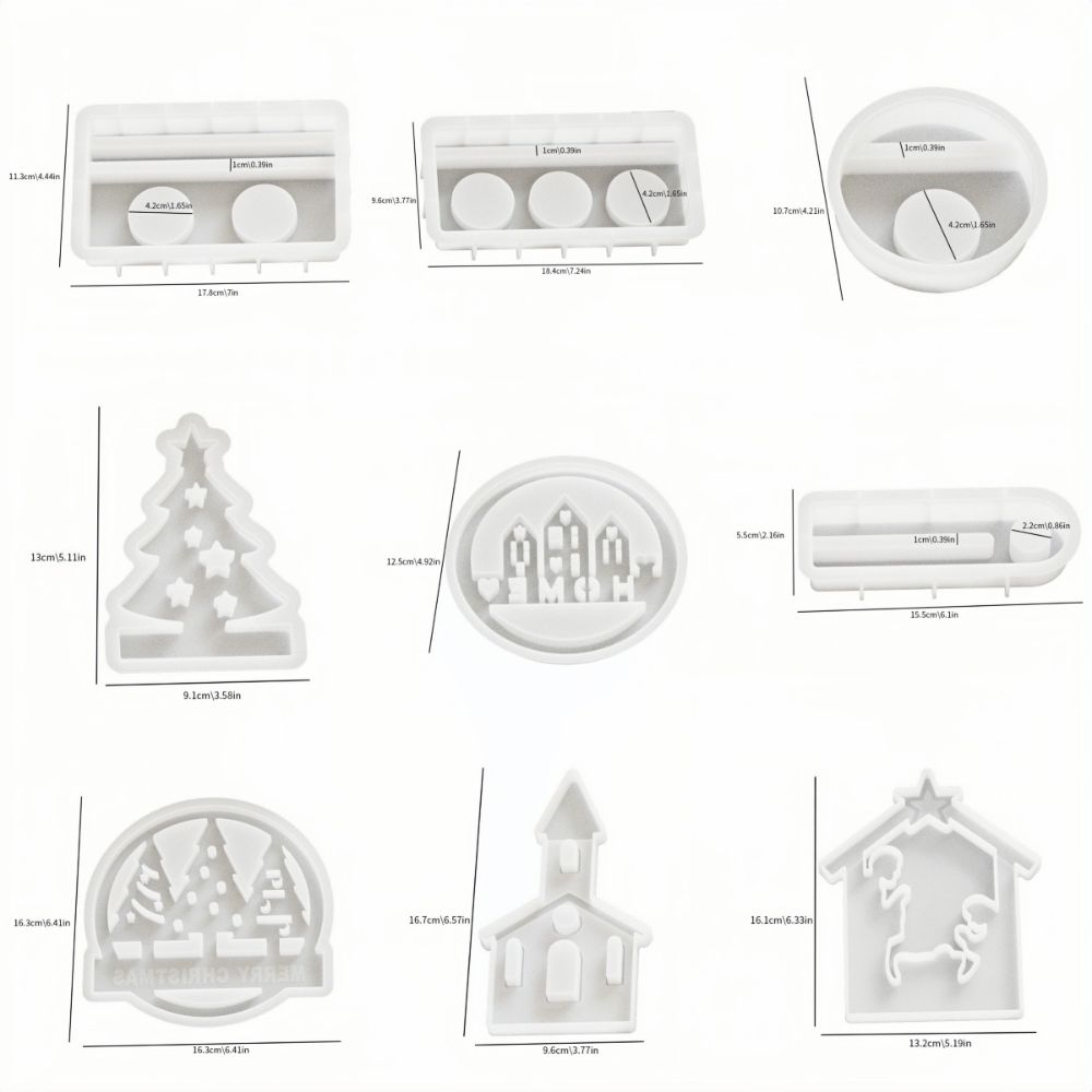 Christmas Ornaments Molds Silicone DIY Candle Holders Portable Jewelry Stand Casting Molds