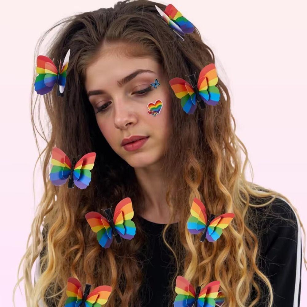 10Pcs/Set Portable Butterfly Hair Clip 3D Butterfly Hair Accessory  Dance Event