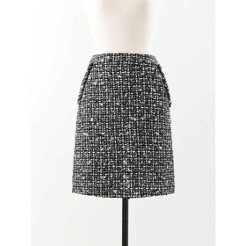 

Blacknini Yin Huafu/Jin Mouth Ring Velvet Gold and Silver Plaid Tweed Classic Style Outwear Silver (overskirt) XS