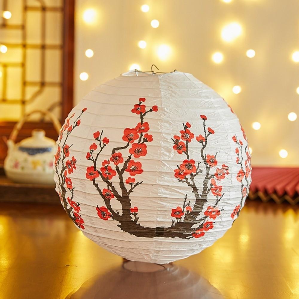 Flower Letter Printed Festival Lantern Bamboo Paper Hanging Chinese Lantern Antique Fu Character Paper Lantern Shopping Mall