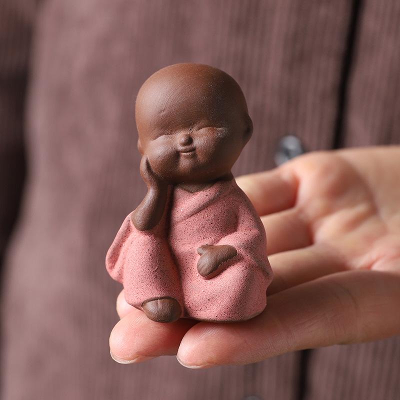 Y Ceramic Mini Monk Figurines  Bonsai Fairy Garden Ornament Landscape Decoration Buddha Statue Home Decor Zen Meaning Tea Pet