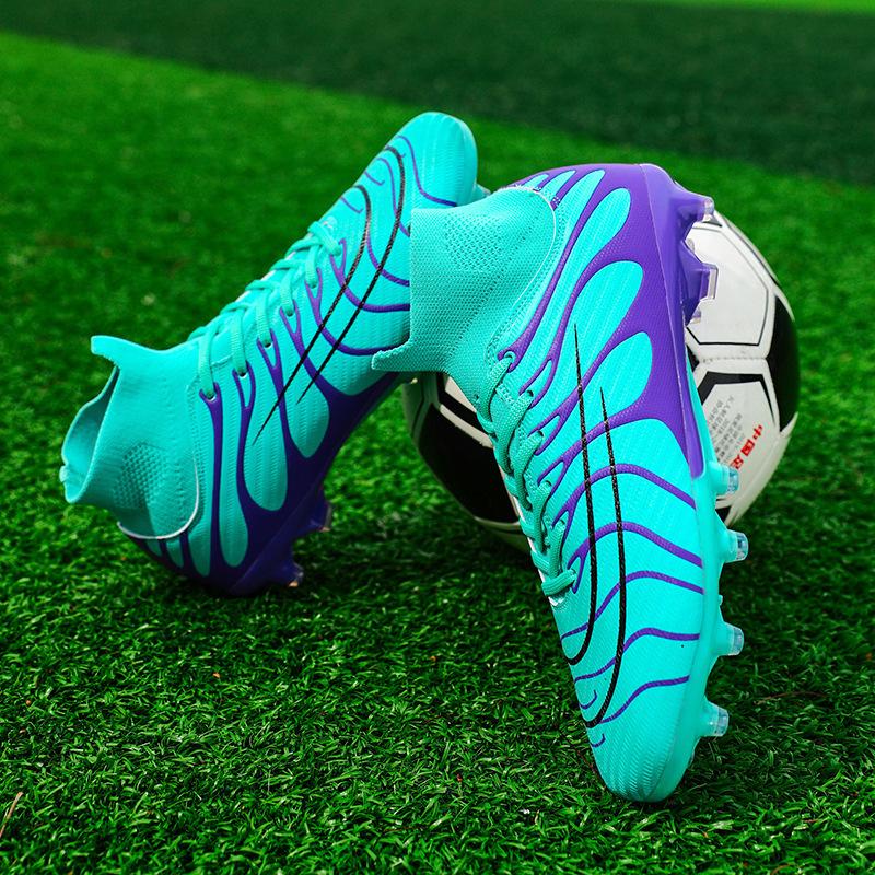 Football shoes Men's and women's adult primary and secondary school students' high-top artificial flat training competition Sports nail shoes 2025