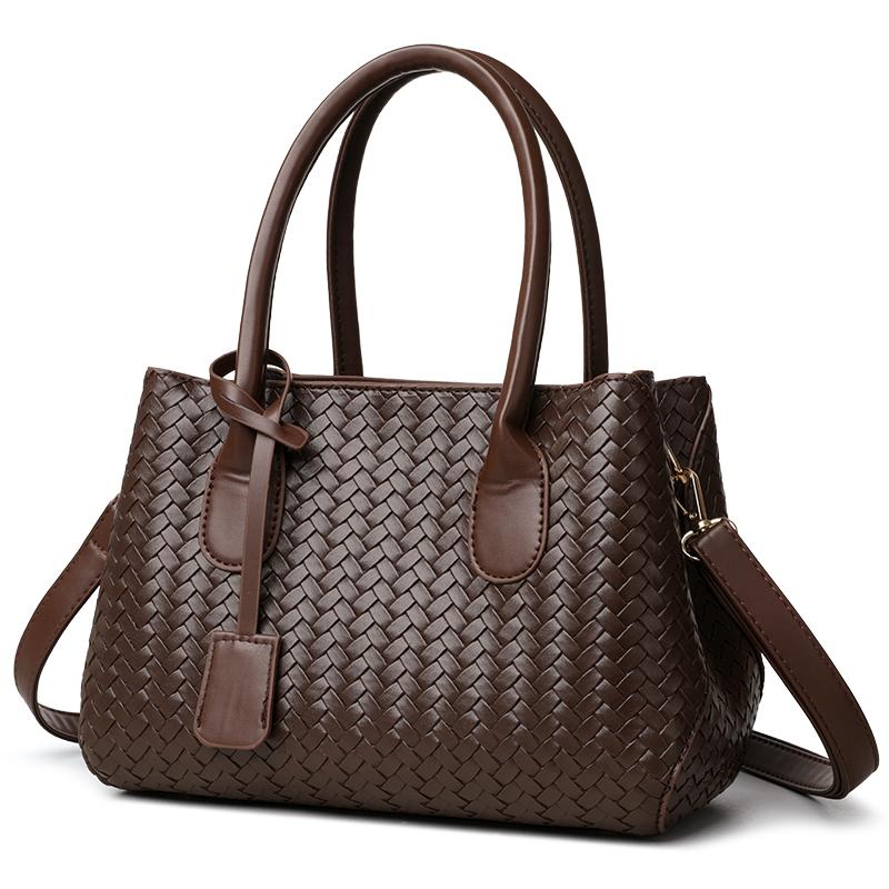 Damska torba na ramię crossbody z PU, pleciona, dużej pojemności