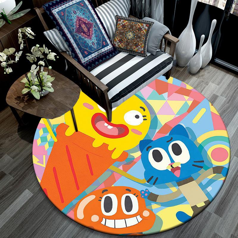 The Amazing World of Gumball3 Round Area Rug,Carpet Rug for Living Room Bedroom Sofa Playroom Decor,Non-slip Floor Mat
