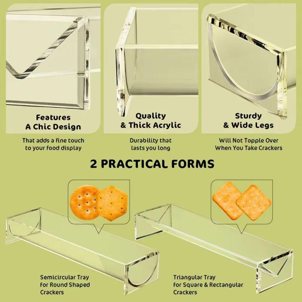 1/2Pcs Clear Cracker Serving Tray U/V Shape Cookie Display Stand Snack Serving Tray Picnic