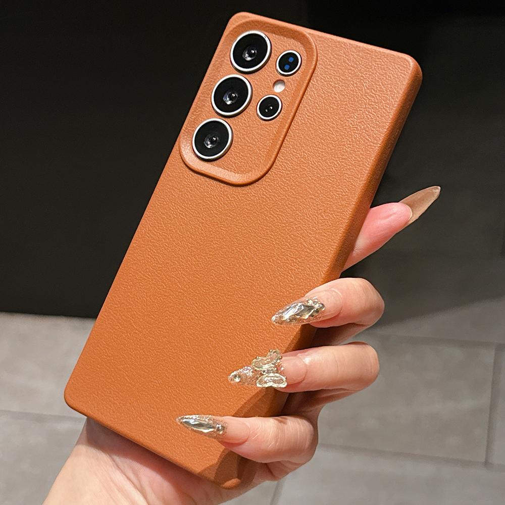 Samsung Galaxy A07 A26 S23FE S25 Xiaomi Poco X7 M7 Redmi A5 for iPhone 17 16 15 Pro Max Infinix Realme Phone Cases Soft brown Leather pattern TPU Case