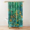Tenda Doccia Vetro Colorato Zaffiro Giada Mandale Fiore di Mandala Linee Esposizione Opere d'Arte Tessuto Tende da Bagno con 12 Ganci