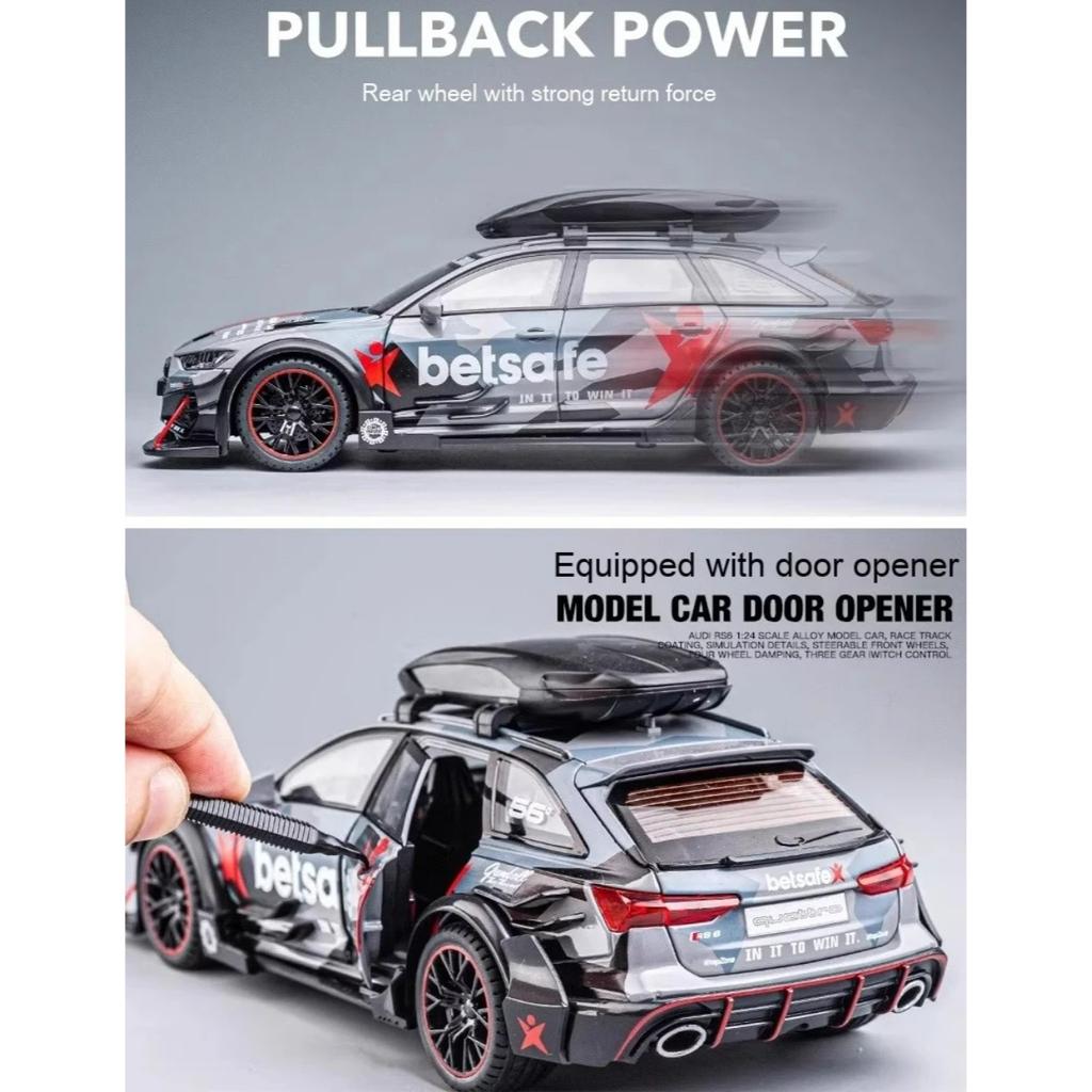 Mașină Model Aliaj Turnat Sub Presiune RS6 Racing Scară 1/24 - Articol Elegant de Colecție, Cadou Perfect pentru Iubit, Obiect de Colecție demn de Expus