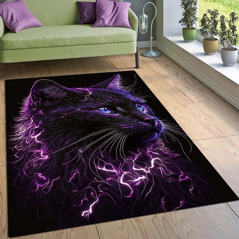 Balck Halloween Decor Area Rug Satanic Ritual Rug Mysterious Rune Printing Floor Mat Decor Mat for Living Room Bedroom Carpet