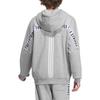 Adidas Letter Stripe Printed Hooded Zip-Up Long Sleeve Jacket Unisex Jacket Gray IK7327