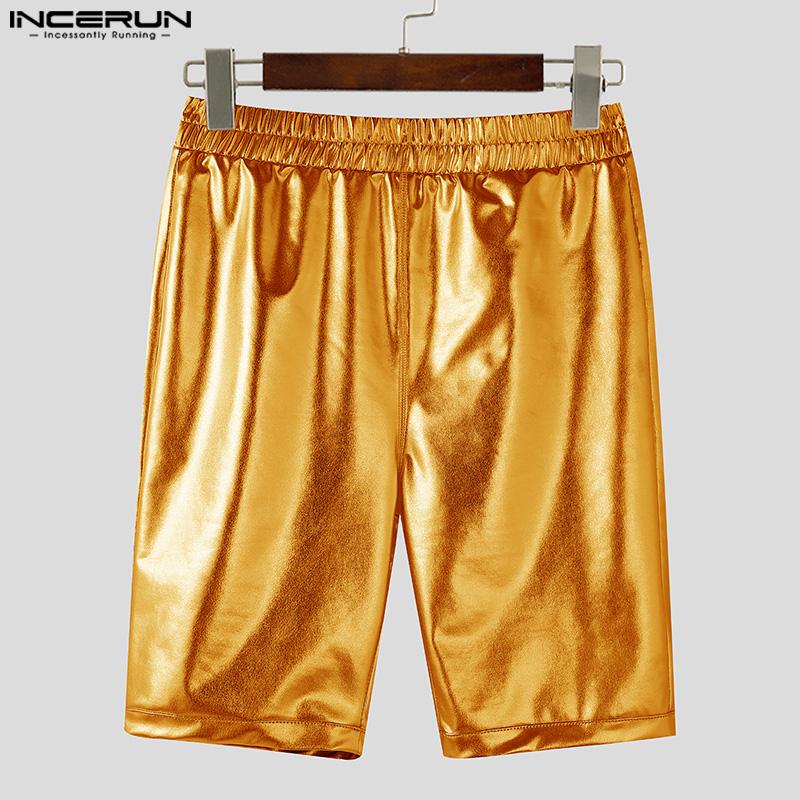 INCERUN Women Men Glitter Shorts Elastic Waist Back Hollow Fitted Mini Pants