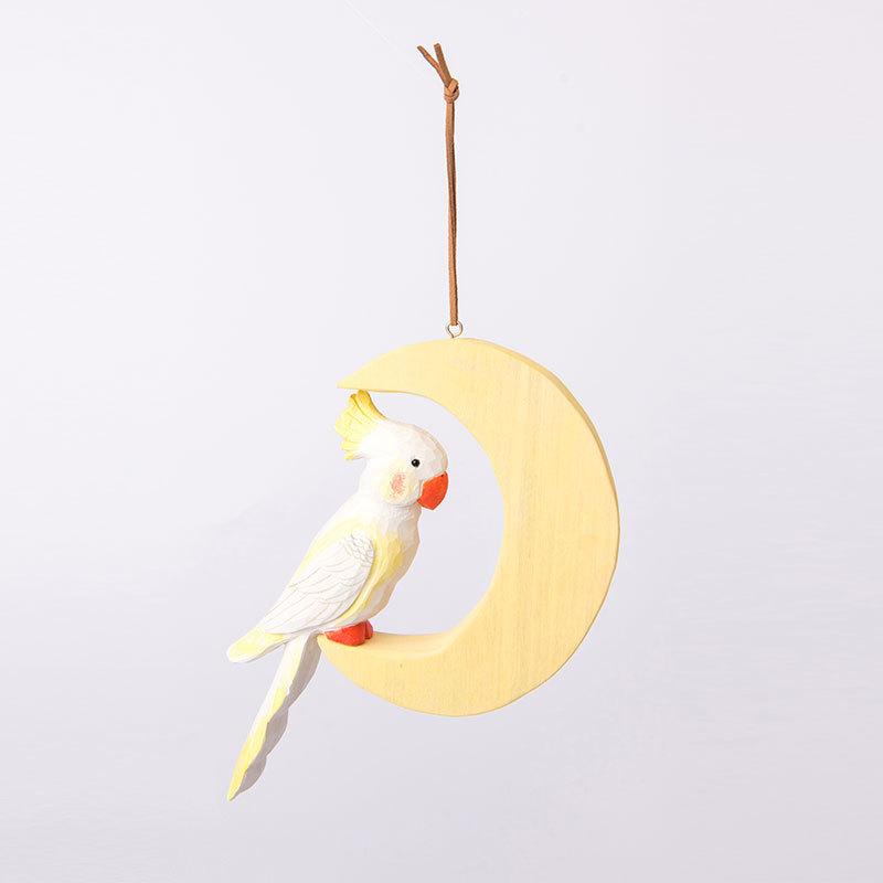 Wooden Parrot Figurine Animal Decor Gift For Office And Kids