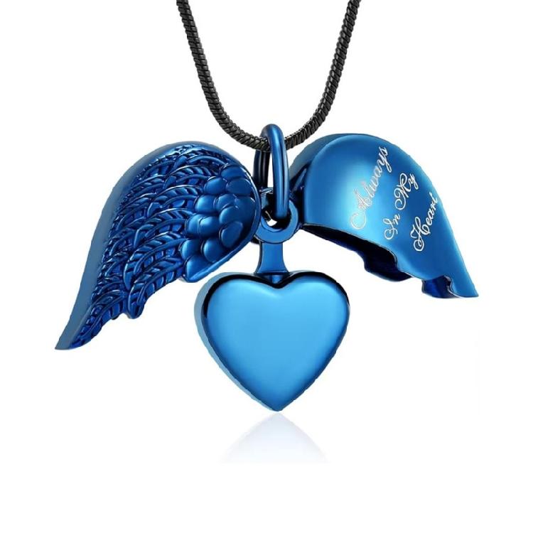 Everlasting Pet Ashes Necklace Heart Wing Design Cremation Jewelry For Keepsakes