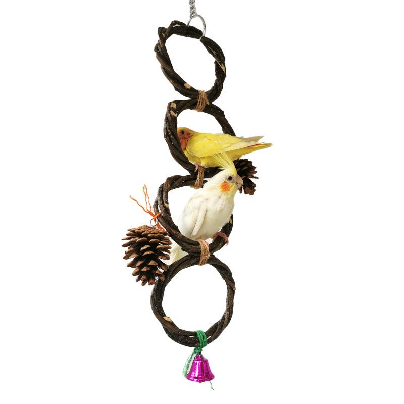 Papageienringe, Vogel-Apfelzweige, Handgeflochtene Ringe, Vogel-Schaukelspielzeug, Nagmaterial für Haustier-Papageienkäfige