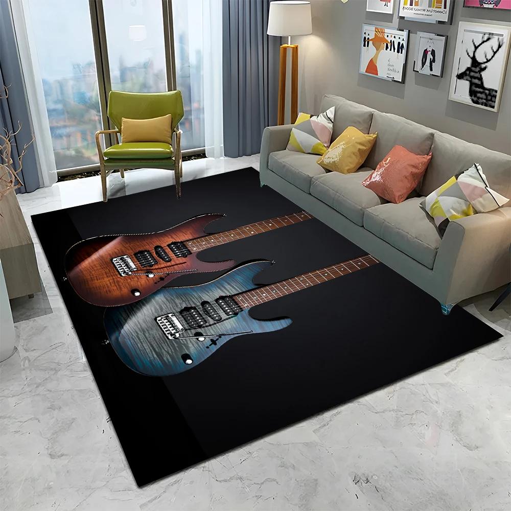 Electric Guitar 3D Classical Guitar Carpet Rug for Home Living Room Bedroom Sofa Doormat Decor,kids Area Rug Non-slip Floor Mat