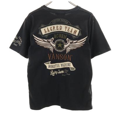 VANSON Flying Star Embroidery On the Back Short Sleeve T-shirt M Black Men's Used