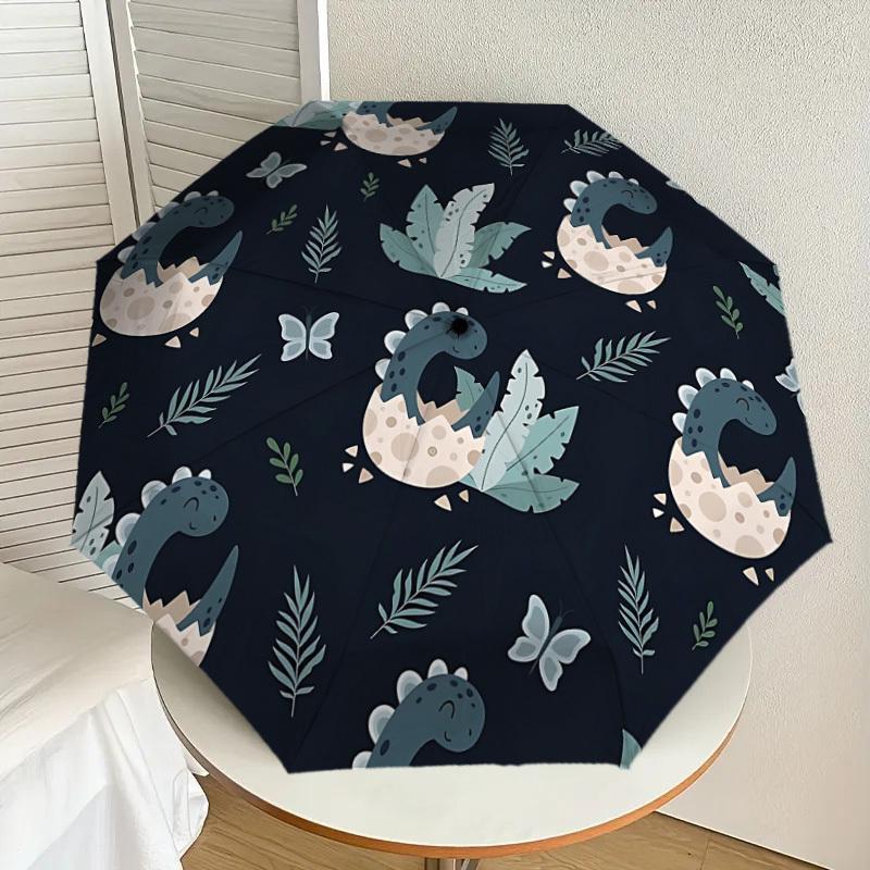 1PC Dino Eggs Automatic Folding Umbrella - Compact 8-Rib Design, Durable Plastic & Iron, Lightweight for Outdoor Daily Use, Festive Gift033