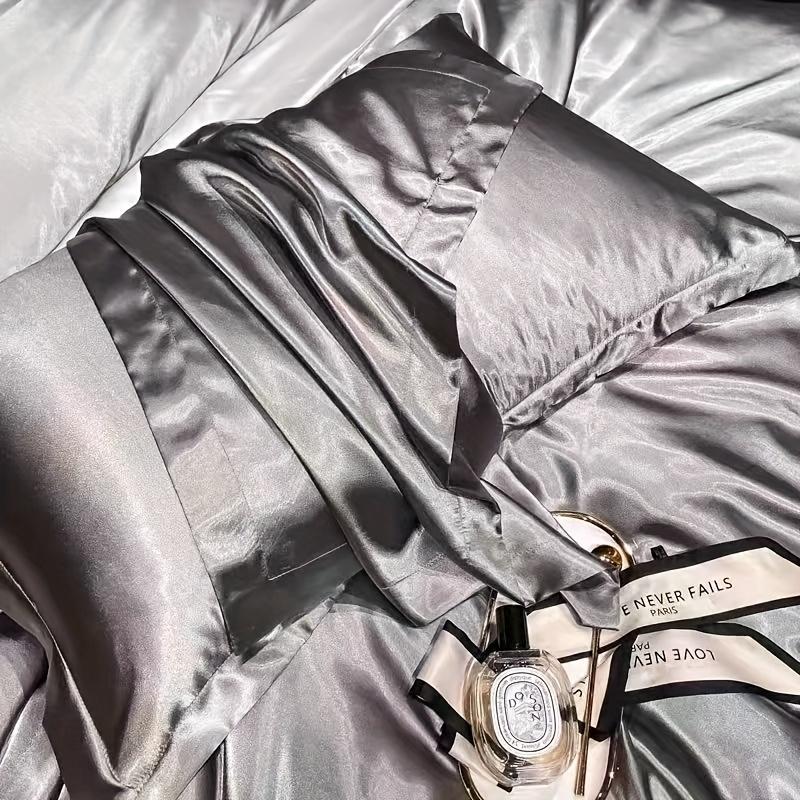 [2pcs Mulberry Silk Pillowcases] 2pcs Mulberry Silk Pillowcases, Luxurious 25 Momme Satin Weave, Hypoallergenic Solid Color with Envelope Closure