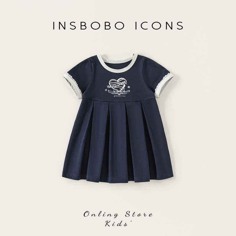 Insbobo Girls  Dress 2026 Summer New Style Children s Dress Short-Sleeve Dress for Girls Cute Baby Clothes Tibetan youth 80