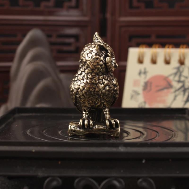 Vintage Antique Brass Owl Statue Ornament Cute Statue Ornament Home Office Desktop Decoration Collectible Gifts