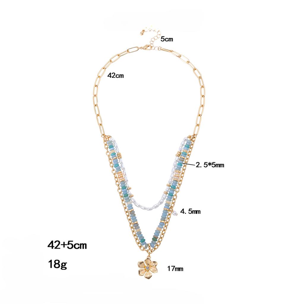 2025 New Products Hot Selling Small Fresh Multi layer Stacked Fashion Alloy Small Flower Pendant Necklace Clavicle Chain for Women