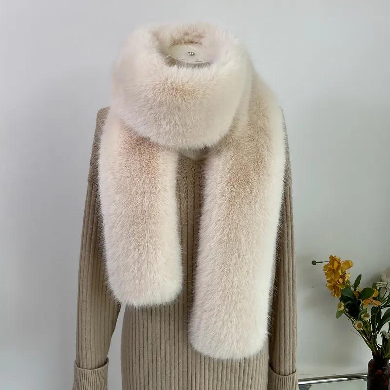 WTEMPO Einfarbige Winter Lange Warme Faux Fur Schals Damen Verdickte Winddichte Kältefeste Lässige Schals