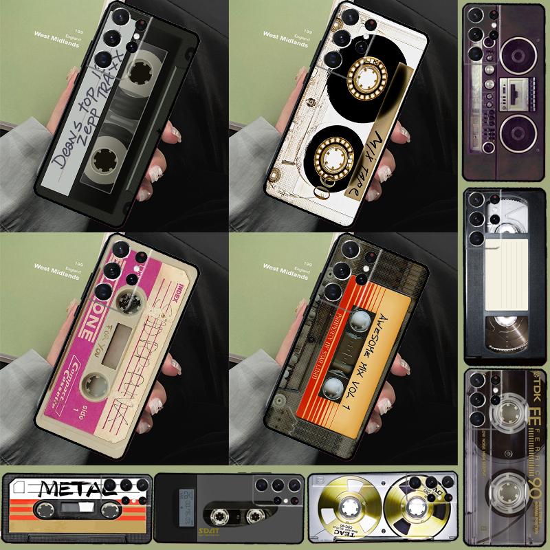 Retro-Kassettenband-Handyhülle Für Samsung Galaxy S25 Ultra S9 S10 S20 S21 S22 S23 S24 Plus S24 FE Bumper-Abdeckung