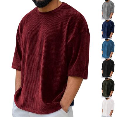 Men's Summer Solid Color Round Neck Loose Pocket Short Sleeve Top