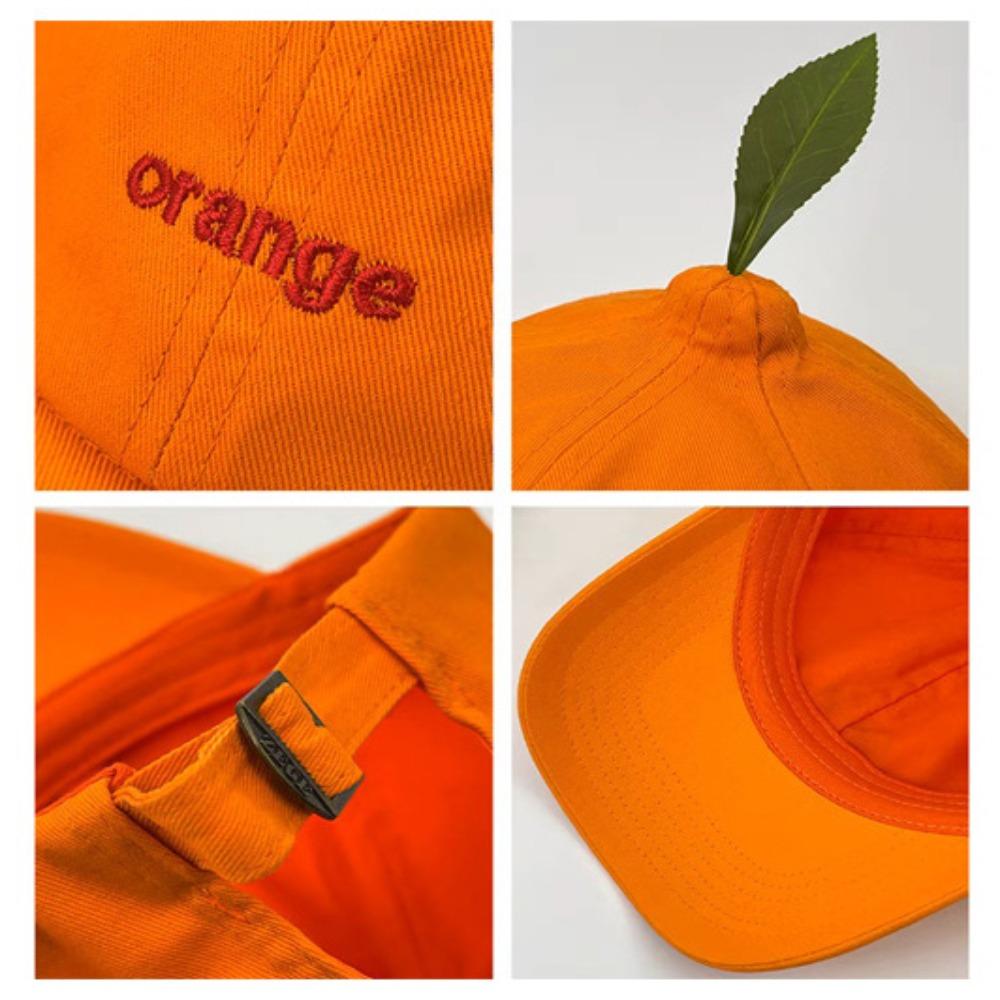 Cotton Embroidered Letter Hat Peaked Creative Orange Cap Orange Baseball Cap  Street