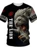 2023 New Men's Gender-Neutral T-Shirt 3D Printed Lion Round Neck Casual Short Sleeve Top Street Wea Men'st-Shirtoversizedt-Shirt