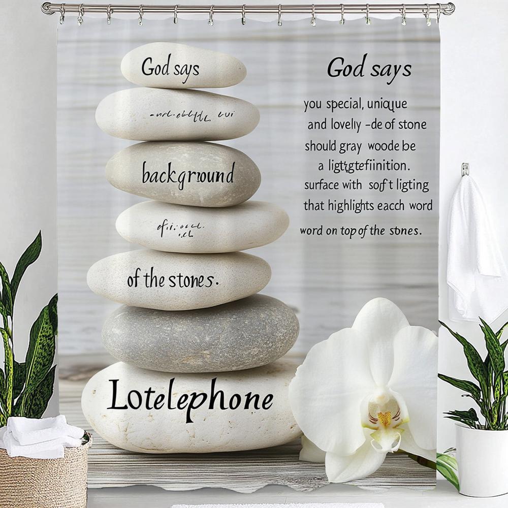 Zasłona prysznicowa Ogród Zen, Kamień, Kwiat, Spa, Japońska Medytacja Łazienka Dekoracyjna Zasłona Prysznicowa, Wodoodporna Zasłona Prysznicowa