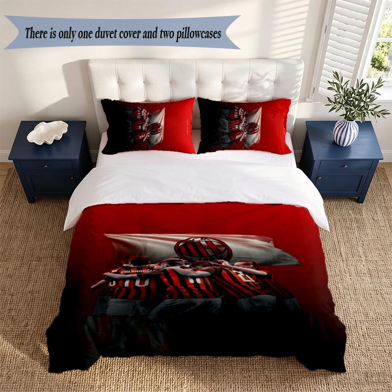 A.C. Milan (32) Duvet Cover Pillowcase 3 Piece Set Bedding Set 1 Duvet Cover with 2 Pillowcases for Bedroom Decor