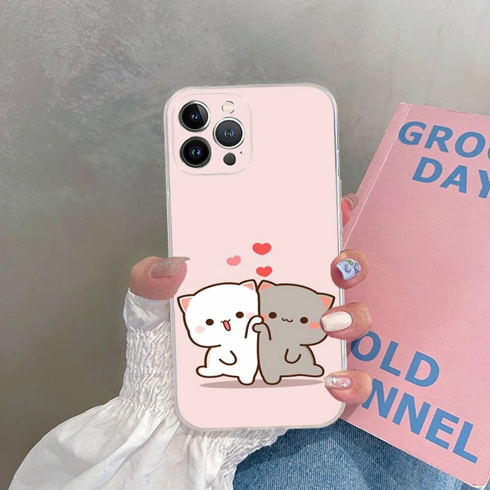 Cartoon Cute Cats TPU Silicone Case for IPhone 11 12 13 14 15 16 17 Pro Max Shockproof Clear Back Cover