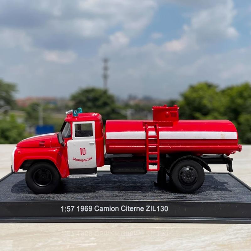 Diecast 1:57 Scale 1969 Camion Citerne ZlL 130 Soviet Alloy Fire Engine Car Model Boy Holiday Gifts Toy Collection Static Show