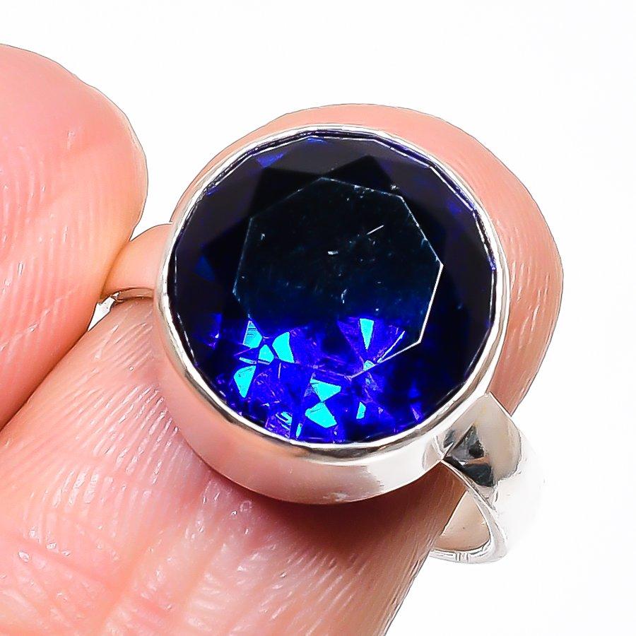 

London Blue Topaz Gemstone 925 Sterling Silver Jewelry Ring Size Adjustable KJ-357