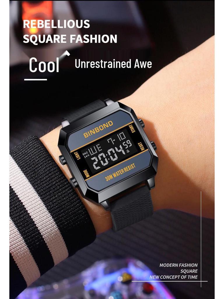 Multifunctional Waterproof Men's Sports Watch - Fashionable Electronic Design for Students