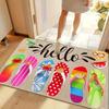 1 Stück Neue bunte Frühling/Sommer Hausschuhe Druck Fußmatte, Dekorative Willkommensmatte, Bunte Fußmatte, Geschnittenes Wassermelonenmuster, Sommer-Vibe Bodenmatte für