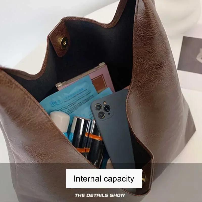 PU Soft Leather Tote Bag Lightweight Large Capacity Women Big Shoulder Bag Underarm Bag Hasp Closure Casual Style Commuting Bags