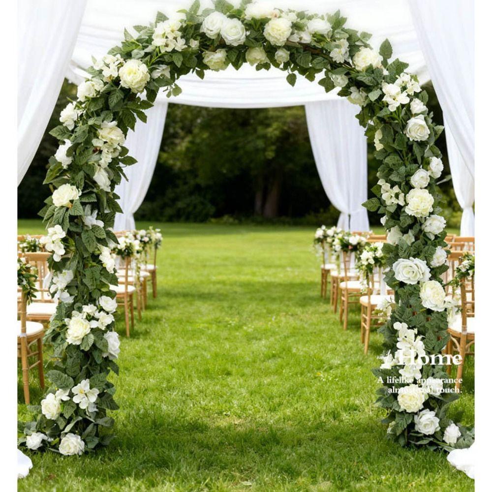 Silk Simulation Rose Leaf Vine DIY Flower Arch Decor Creative Wall Hanging Garland  Gift