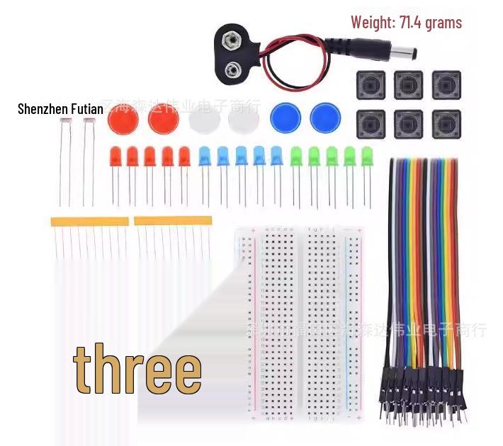 

UNO R3 Starter Kit: 13-in-1 Entry-Level Kit with Motherboard, 400-Hole Breadboard, and LED Lights