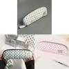 Canvas Pen Case With Cute Dot Design For Students And Office Use