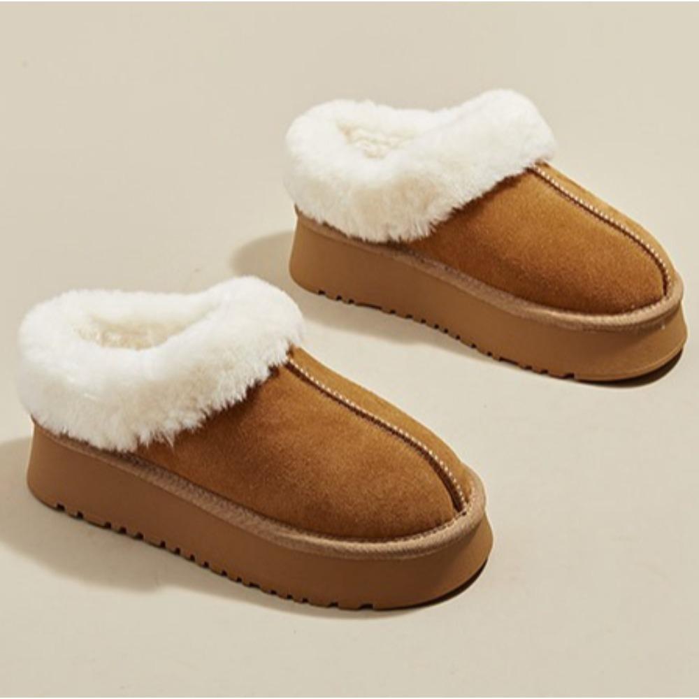 

Snow Boots Women s Autumn and Winter Thick-soled Non-slip One-pedal Cotton Shoes Cow Suede Casual Snow Cotton Ankle Boots 31 хаки
