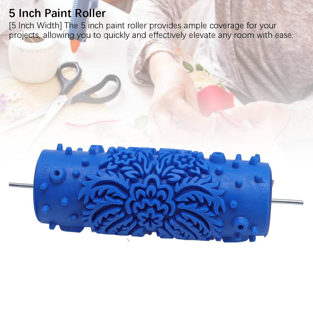 5 Inch Pattern Paint Roller Washable Reusable Decorative Art Pattern Texture Rubber Roller for Wall 