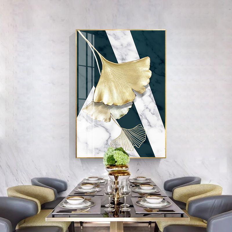 No Framed Abstract Ginkgo Gold Leaf Canvas Painting Wall Art Pictures for Living Room Bedroom Wall Home Poster